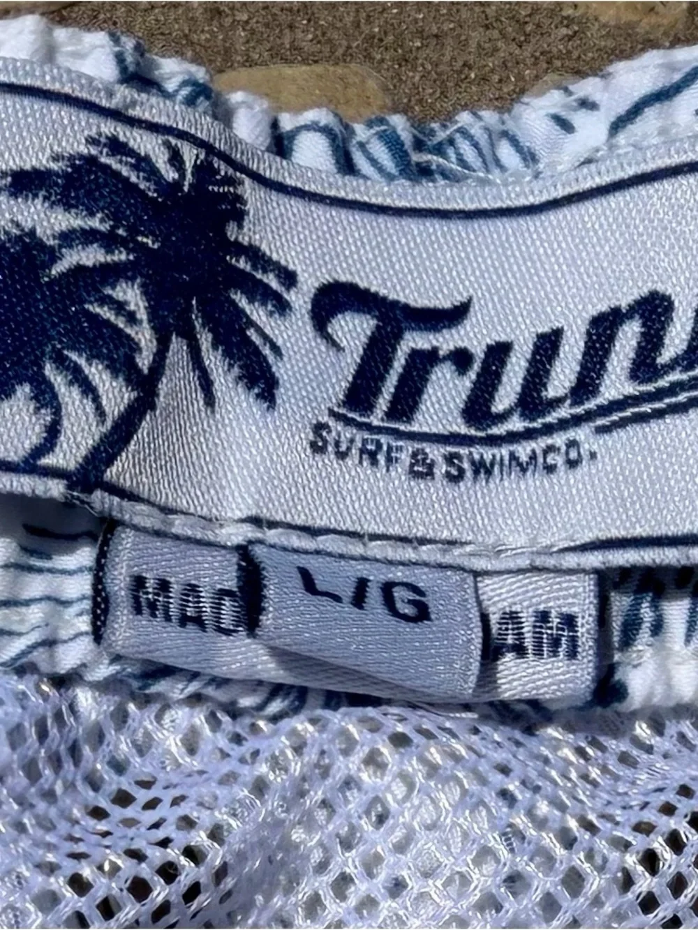 Light and Bright Blue and white “Trunks”Floral Men's Swim Trunks with Drawstring